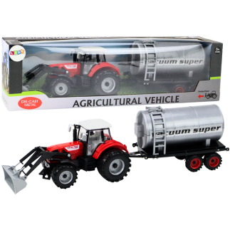 Traktor rolniczy koparka z cysterną napęd czerwony