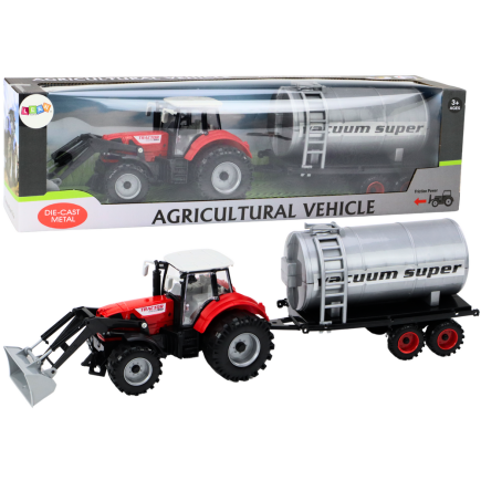 Traktor rolniczy koparka z cysterną napęd czerwony