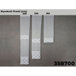 Firanka żakardowa ze wzorem pasowym, wysokość 300cm, kolor 001 biały