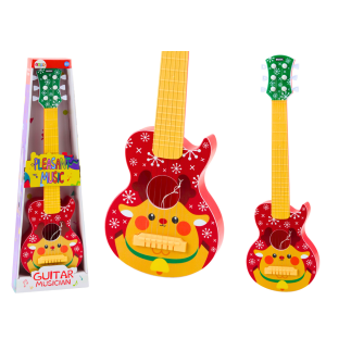Gitara zabawkowa dla dzieci regulacja strun renifer czerwona