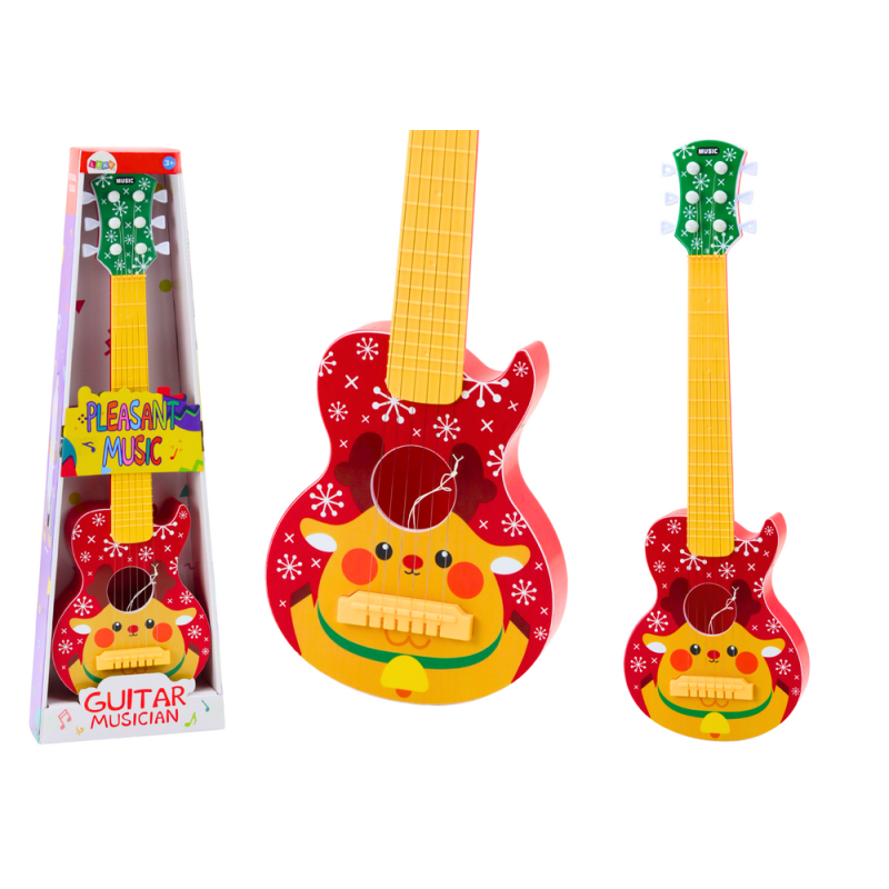 Gitara Zabawkowa dla Dzieci Renifer Czerwona z Regulacją Strun EAN: 5905991015765