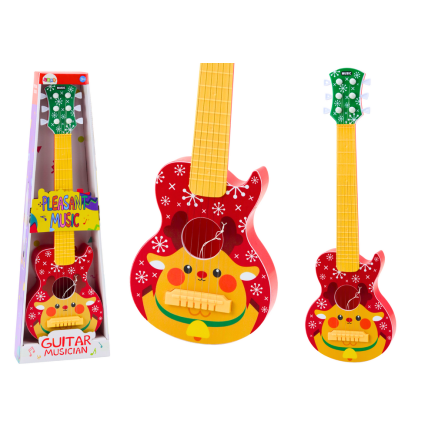 Gitara zabawkowa dla dzieci regulacja strun renifer czerwona