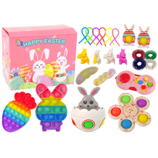 Zestaw zabawek wielkanocnych fidget toys pop it 25 elementów