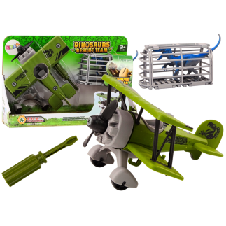 Samolot awionetka transport dinozaurów klatka rozkręcany zielony