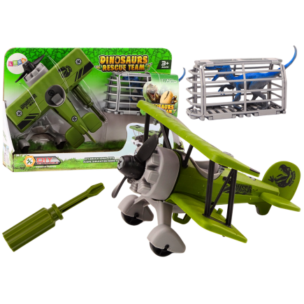Samolot awionetka transport dinozaurów klatka rozkręcany zielony