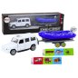 Auto terenowe z przyczepą i motorówką metalowe biało-niebieskie EAN: 5905991019541 Auto terenowe z przyczepą i motorówką metalowe biało-niebieskie EAN: 5905991019541