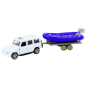 Auto terenowe z przyczepą i motorówką metalowe biało-niebieskie EAN: 5905991019541 Auto terenowe z przyczepą i motorówką metalowe biało-niebieskie EAN: 5905991019541