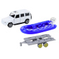 Auto terenowe z przyczepą i motorówką metalowe biało-niebieskie EAN: 5905991019541 Auto terenowe z przyczepą i motorówką metalowe biało-niebieskie EAN: 5905991019541