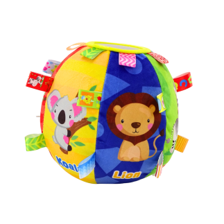 Pluszowa Piłka Sensoryczna Edukacyjna Grzechotka Zwierzątka 18cm EAN: 5905991014614