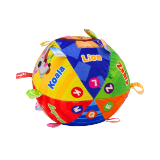 Piłka pluszowa miękka sensoryczna edukacyjna grzechotka zwierzątka 18cm