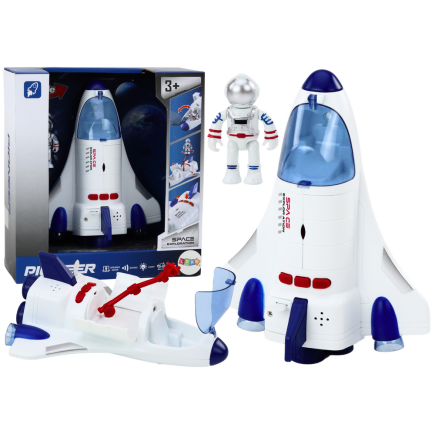 Statek kosmiczny napęd światła dźwięki kosmonauta biały