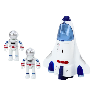 Statek kosmiczny napęd światła dźwięki kosmonauta biały