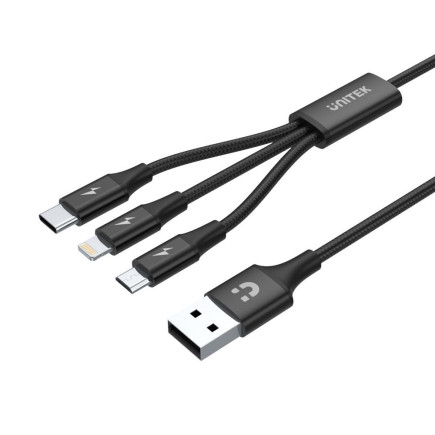 Unitek przewód usb 3in1charging (c,lightning,musb)