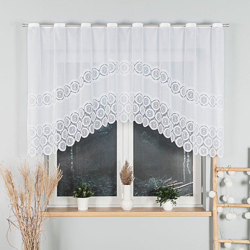 Firanka żakardowa Maria gotowa, wzór pasowy 250x120cm, kolor biały 001, EAN: 5907693242654