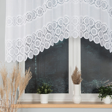 Firanka żakardowa Maria gotowa, wzór pasowy 250x120cm, kolor biały 001, EAN: 5907693242654