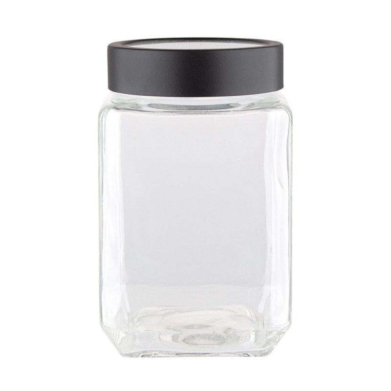 Pojemnik szklany kwadratowy z pokrywką 700ml czarny EAN: 5904252339251