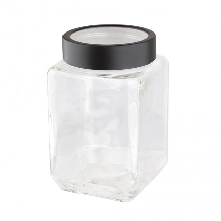 Pojemnik szklany kwadratowy z pokrywką 700ml czarny EAN: 5904252339251
