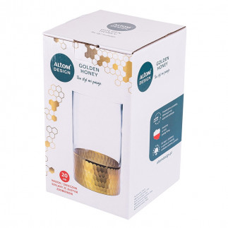 GOLDEN HONEY  WAZON / ŚWIECZNIK SZKLANY H-20 CM (COLOR BOX)