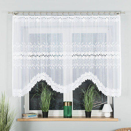 Bastia firanka żakardowa gotowa, szerokość 250 x wysokość 130cm, kolor 001 biały
