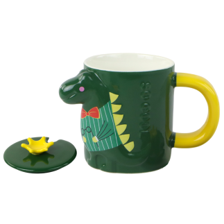Kubek z przykrywką zielony dinozaur 400 ml