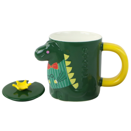 Kubek z przykrywką zielony dinozaur 400 ml