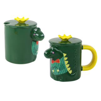 Kubek z przykrywką zielony dinozaur 400 ml