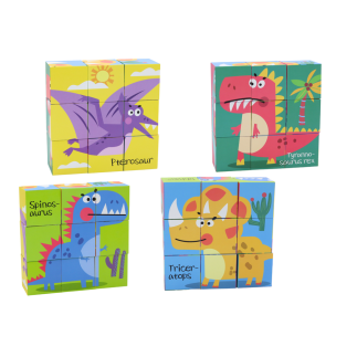 Edukacyjne Puzzle Dinozaury 6w1 - Klocki Układanka 9 El. - EAN: 5905991007753