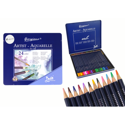 Zestaw 24 kredek akwarelowych w metalowym pojemniku - EAN: 5905679076668