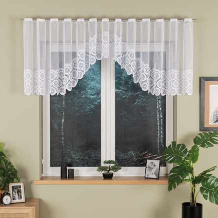 Malwina firanka żakardowa odpasowana, szerokość 410 x  wysokość 80cm, kolor 001 biały