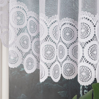 Malwina firanka żakardowa odpasowana, szerokość 410 x  wysokość 80cm, kolor 001 biały