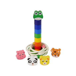 Piramidka drewniana edukacyjna układanka sznurek zwierzęta