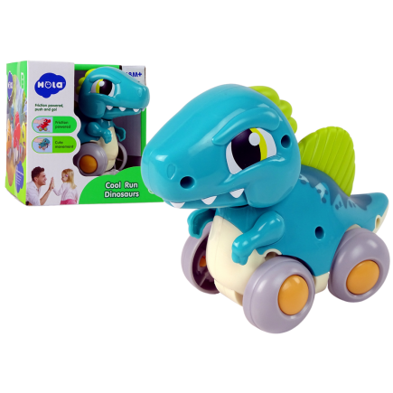 Dinozaur na kółkach niebieski figurka spinosaurus