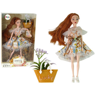 Lalka dla dzieci emily jesienna rude włosy kwiaty