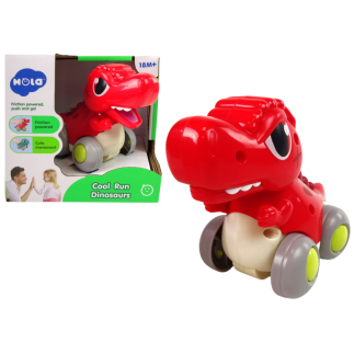 Dinozaur na kółkach t-rex czerwony figurka
