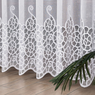 Firanka żakardowa ze wzorem pasowym, wysokość 250cm, kolor 001 biały