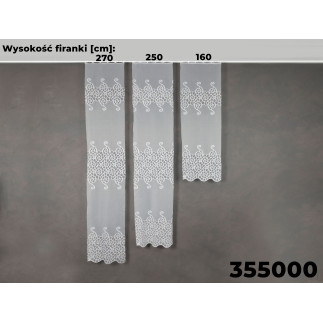 Firanka żakardowa ze wzorem pasowym, wysokość 250cm, kolor 001 biały