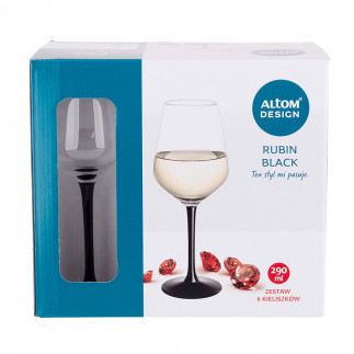 RUBIN BLACK KPL.6 KIELISZKÓW WINO BIAŁE 290ML