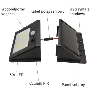 Zd53b lampa solarna 30led z czujnikiem