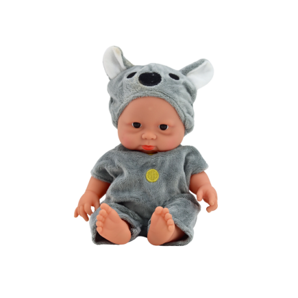 Mała lalka bobas w siwym ubranku i czapeczce koala - EAN: 5905991005834