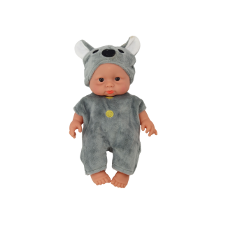 Mała lalka bobas siwe ubranko czapeczka koala