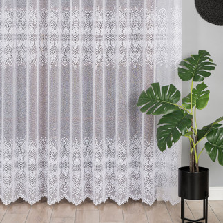 Firanka żakardowa ze wzorem pasowym, wysokość 250cm, kolor 001 biały