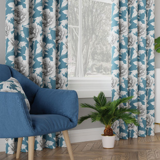 Colette tkanina dekoracyjna blackout, 145cm, kolor 003 niebieski