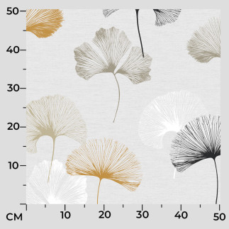 Ginko biloba tkanina dekoracyjna nina wodoodporna, 160cm, kolor 002 szaro musztardowy