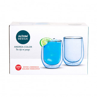 ANDREA COLOR kpl. 2 SZKLANEK KOLOROWYCH 300ML BLUE BZ