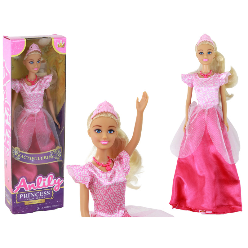 Lalka Anlily Księżniczka z Blond Włosami i Różową Suknią w Tiara - EAN 5905884455098