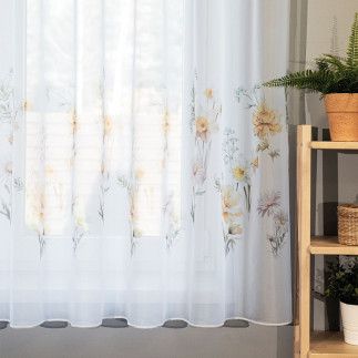 Wiosenna polana firanka z ołowianką woal, wysokość 157cm, kolor 001 żółty