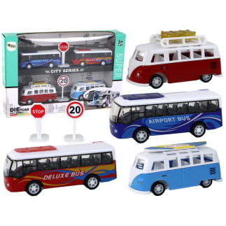 Kampery autobusy z napędem frykcyjnym 1:87 4 sztuki
