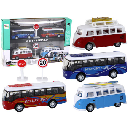 Kampery autobusy z napędem frykcyjnym 1:87 4 sztuki