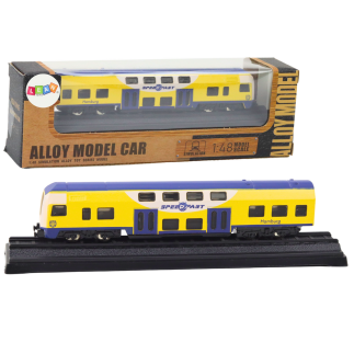 Model kolekcjonerski pociąg żółto-niebieski 1:48 metalowy