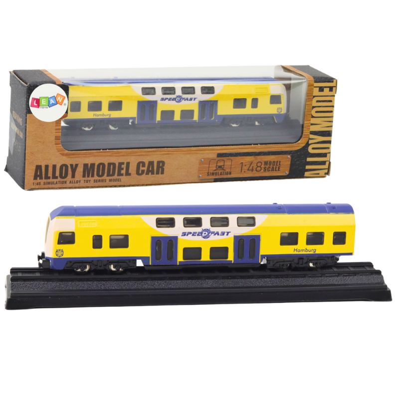 Kolekcjonerski Pociąg Żółto-Niebieski Metalowy 1:48 EAN: 5905991022855